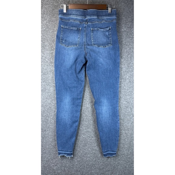SPANX Blue Distressed Denim Jeans Womens Size M Skinny Leg Raw Hem Ankle 20203R - Picture 6 of 14
